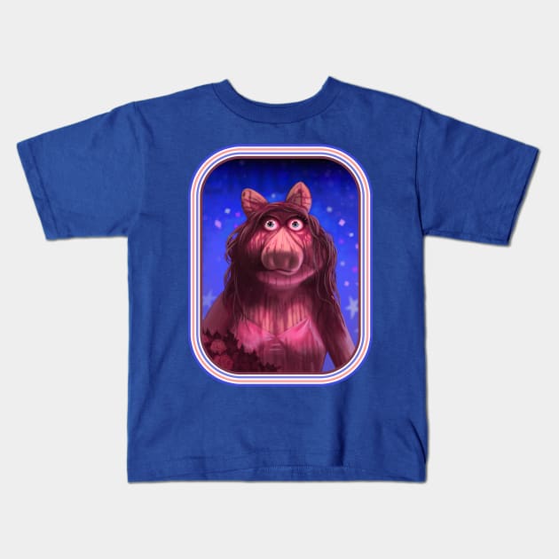 Piggy - retro Kids T-Shirt by GrimbyBECK